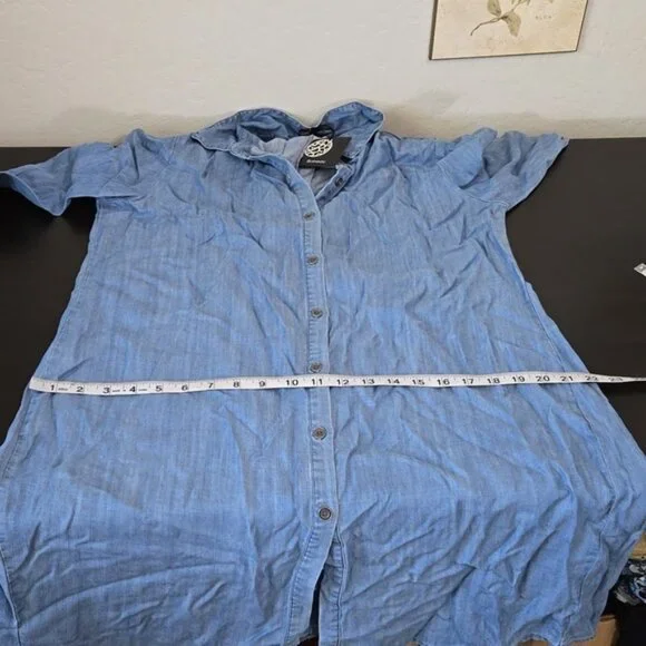 Bobeau Lace-Up Chambray Shirt Dress - Picture 13 of 14